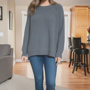 Philosophy Dane Lewis sz Medium button up back cashmere sweater hi/low hem gray